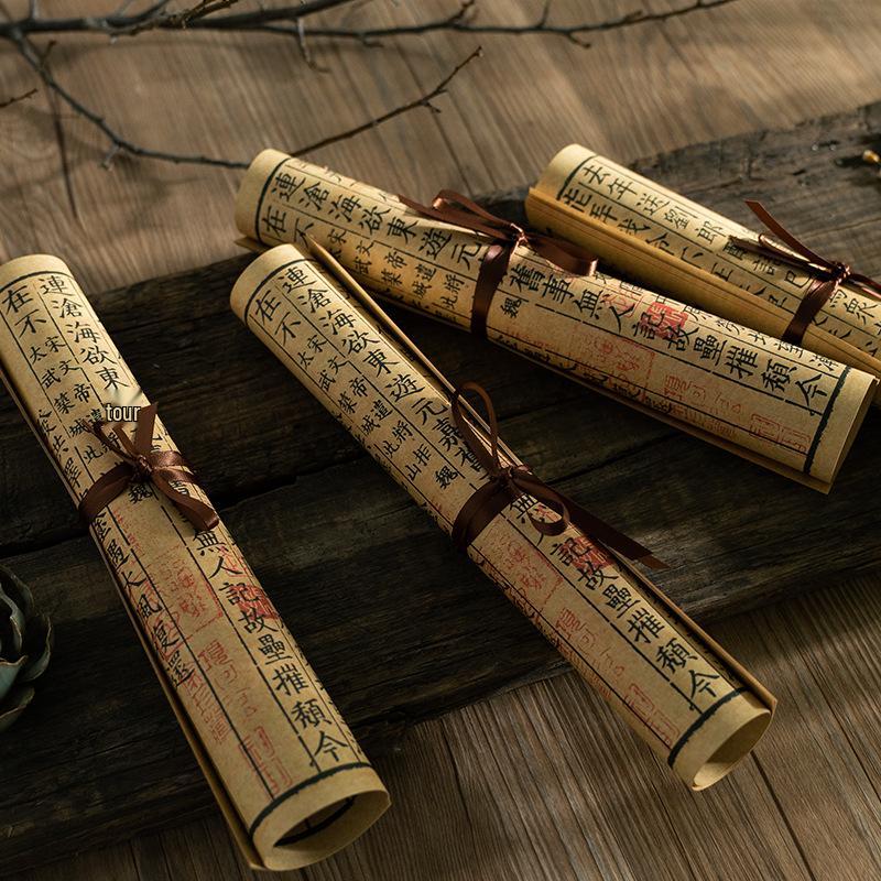 Retro Chinese Scroll Background for Photography and Jewelry Display