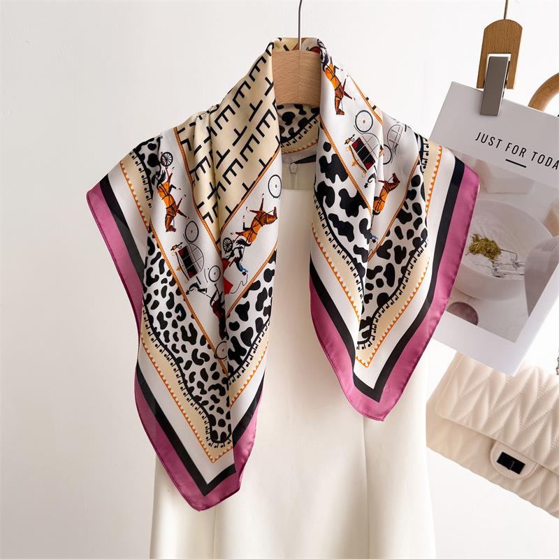 Letni Szal Jedwabny z Prostym Nadrukiem Szal Kwadratowy 70cm Modny Wszechstronny Szal Damski Profesjonalny Szal Jedwabny