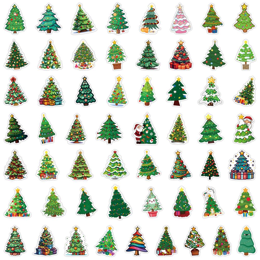 55 New Cartoon Christmas Tree Graffiti Stickers Decorative Skateboard Mobile Phone Waterproof Stickers
