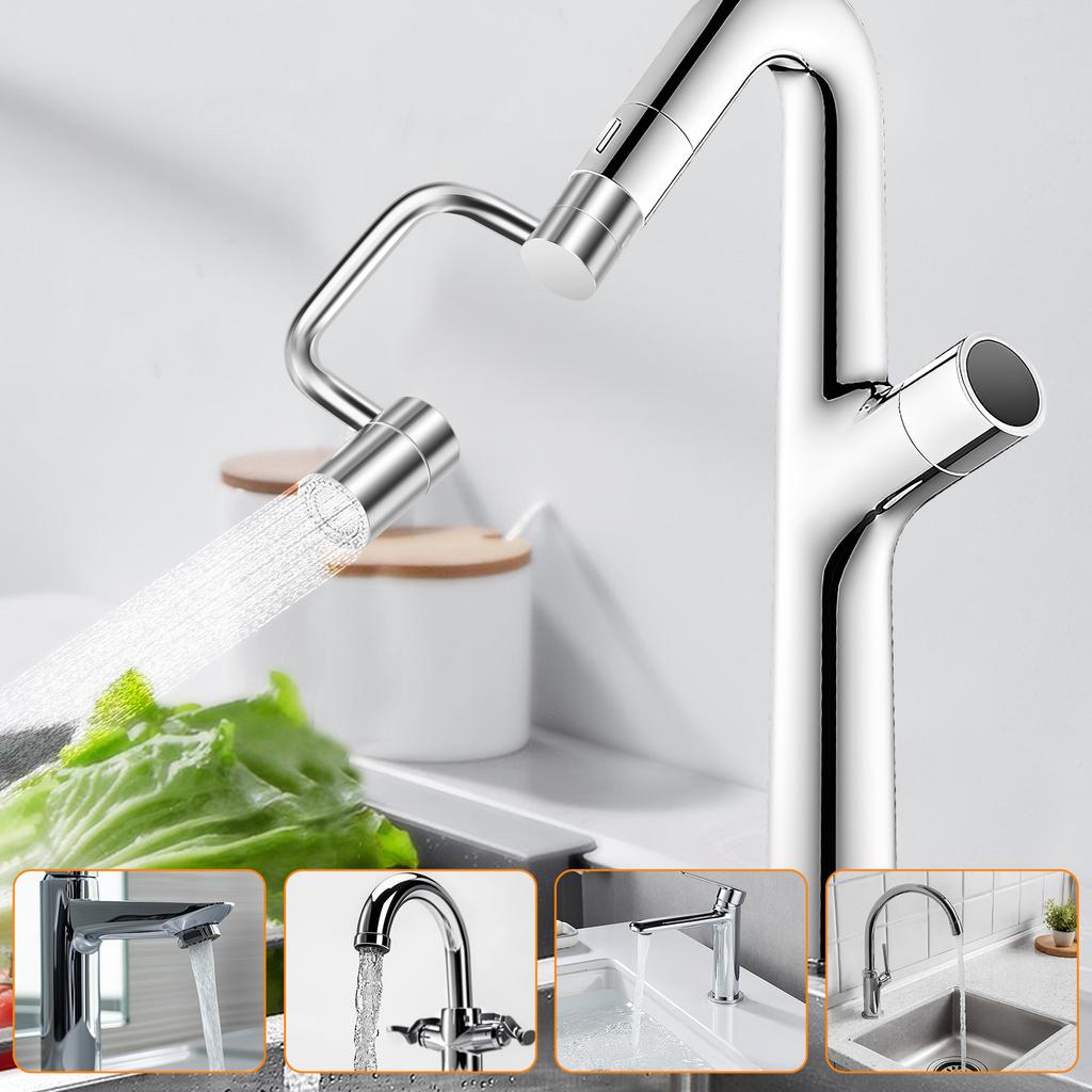 Adjustable Stainless Steel Faucet Extender Adjustable 1080° Rotating Kitchen Sink Faucet Robotic Arm Universal for Home Kitchen