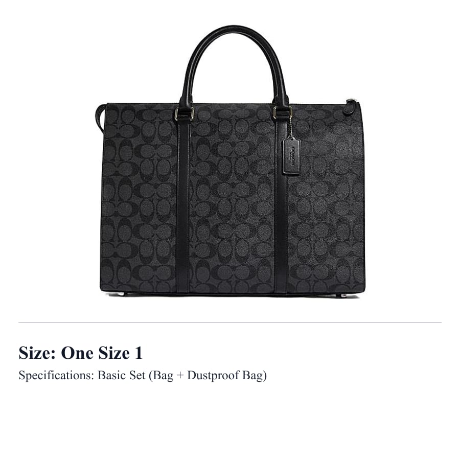 COACH Graham PVC Briefcase, Portable Crossbody Bag, Shoulder Bag Large Men's Black CE440-QBCHR
