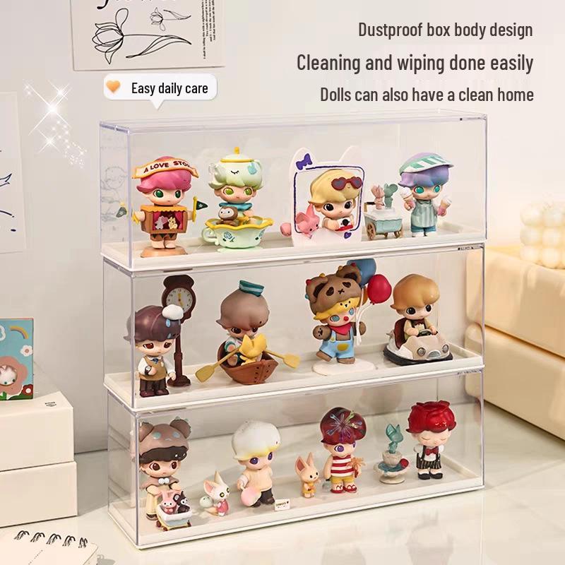 Acrylic Figure Display Case - Transparent Dustproof Storage Box for Pop Mart and Home Decor