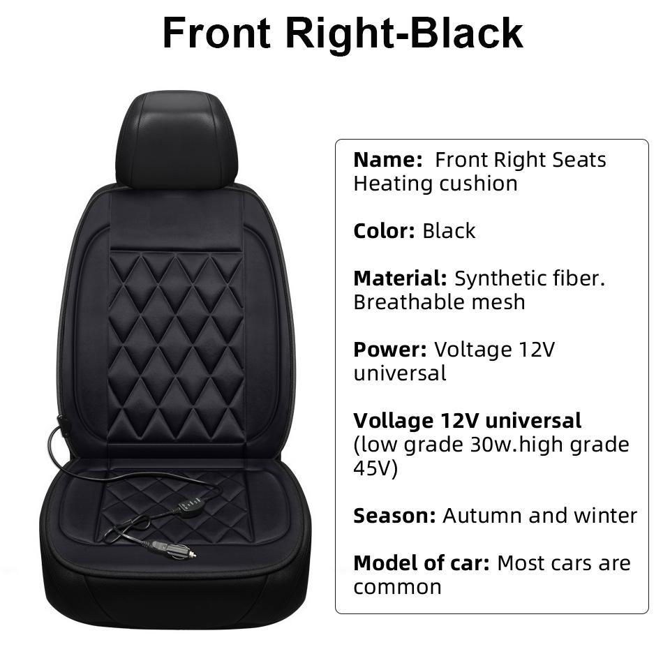 

Winter Heated Car Seat Cover 30s Fast Heating Cover Pad 12V Universal Car Heating Seat Cushion Keep Warm Winter Car Accessories Front Right-Black