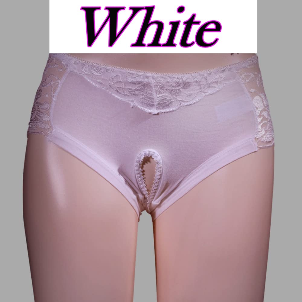 Open Crotch Panties Perforated Shorts Split Crotch Bewitching [FULL CHECK] (Beige, M)