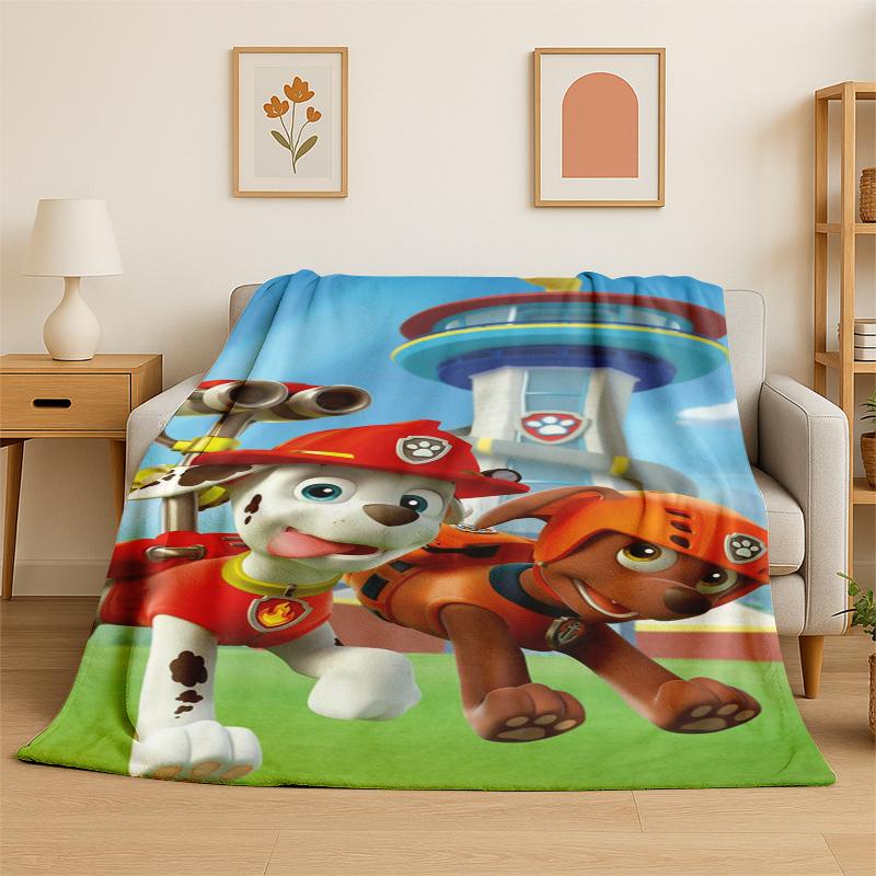 Cartoon P-Patrol Cute Dog Flannel Blanket Soft Warm Throw Blanket for Bedroom Living Room Bed Travel Camping Picnic Gift kids