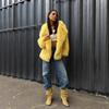 Autumn new environmentally friendly fur women's lapel long fluffy coat temperament commuter artificial fur coat