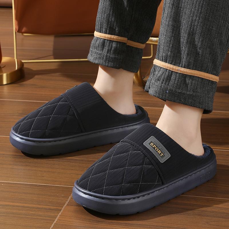 Pantofole invernali da uomo in velluto di cotone, casual, calde, con suola spessa, grandi dimensioni, antiscivolo, scarpe da interno, 38-47