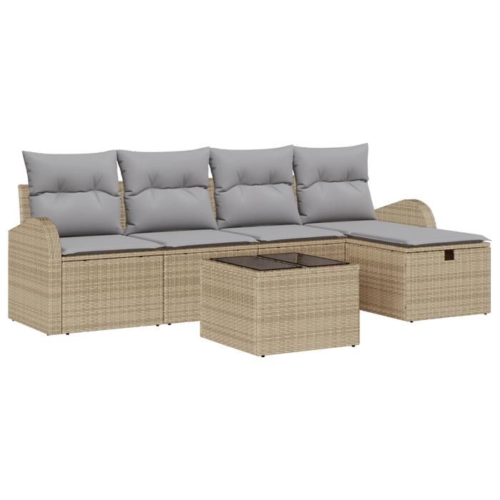 VidaXL Set of 6 Garden Sofas with Beige Cushions In Rattan 3359069