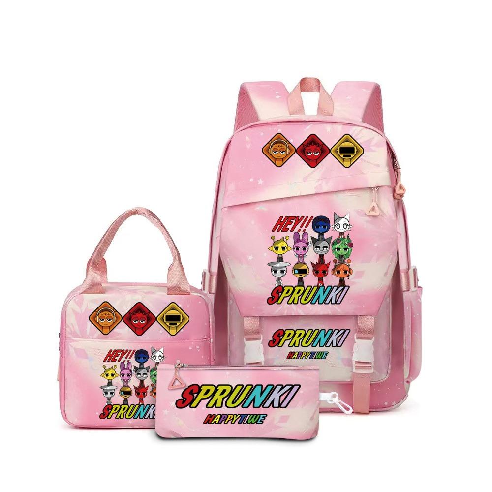 

2025 Рюкзак Rhythm Box из трех частей с принтом Sprunki, водонепроницаемый, студенческий рюкзак as the picture