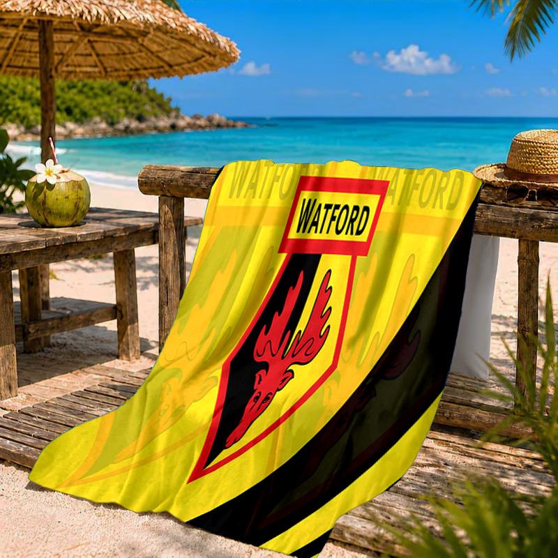 Wat-ford Football Crest Beach Towel Microfiber Beach Towel, Lightweight and Quick-Dry, for Summer Travel, Swimming Pool Fan Birthday Gift