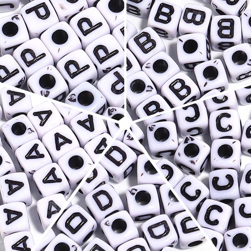 50-100pcs/lot Acrylic Letter Beads Square Alphabet Beads Loose Spacer Beads For Jewelry Making DIY Bracelet Necklace Accessories