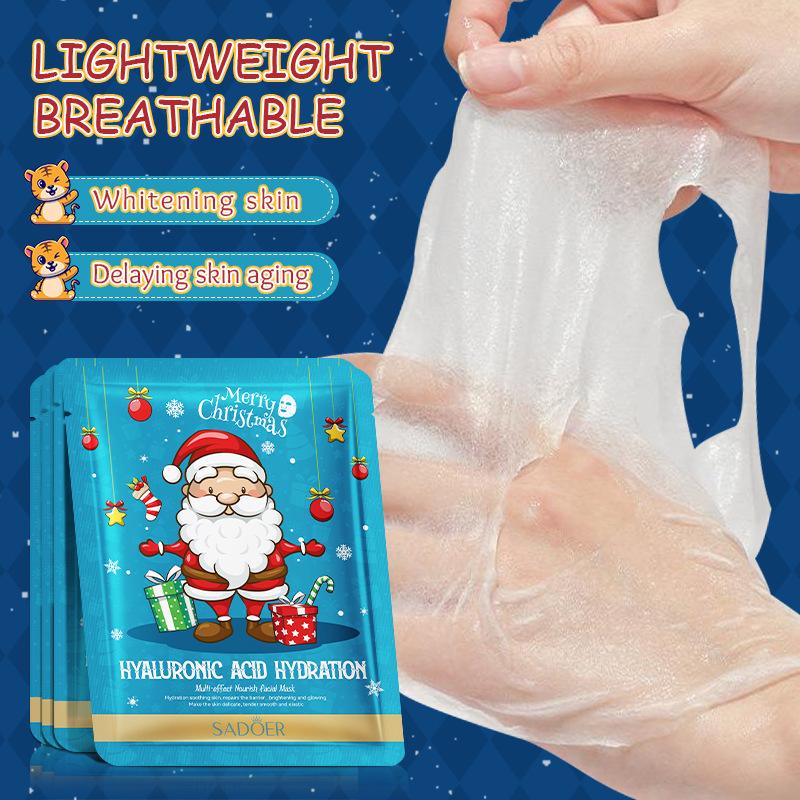 Christmas Mask 25g Packaged Hyaluronic Acid Moisturizing Hydration Facial Mask Patch