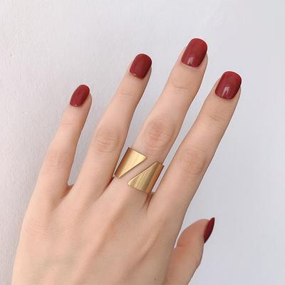 European and American INS Style Distressed Gold Titanium Steel Index Ring