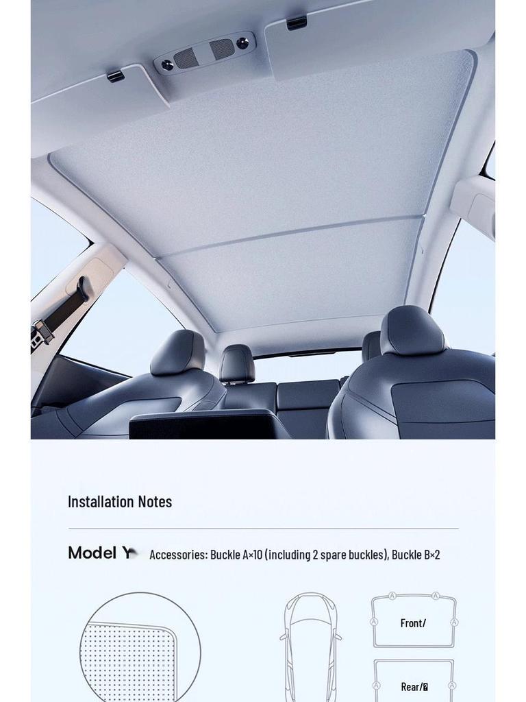 Graphene Sunshade for Model Y/3: Ideal for Sunroof Sun Protection and Heat Insulation.