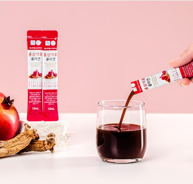 Wellness Bio Ginseng Pomegranate Collagen 300ml (10ml x 30ea) – Boost Skin, Joints & Energy with Red Ginseng & Collagen