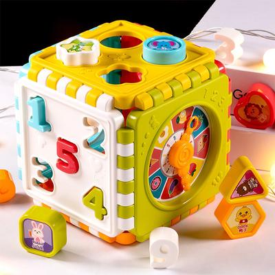 Bloco de construção de quebra-cabeça, forma de brinquedo, hexaedro correspondente com número, bloco cognitivo gráfico para bebê