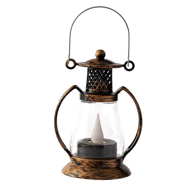 

Retro Luminous Wind Lantern Ornament with Electronic Candle for Christmas and Halloween Decor