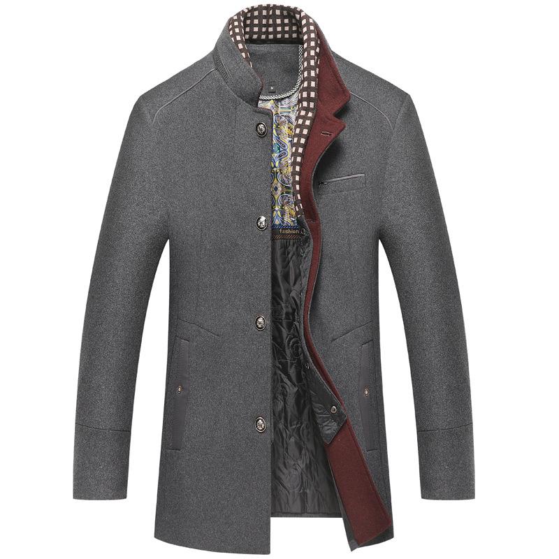 

Men s Gentleman s Scarf Collar Coat Stand-up Collar Oversized Straight Hem Winter Coat S сірий