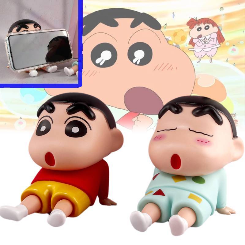 Crayon Chan Shin Phone Holder Toy Figurine Sitting Desk Decor Kids Gift Anime