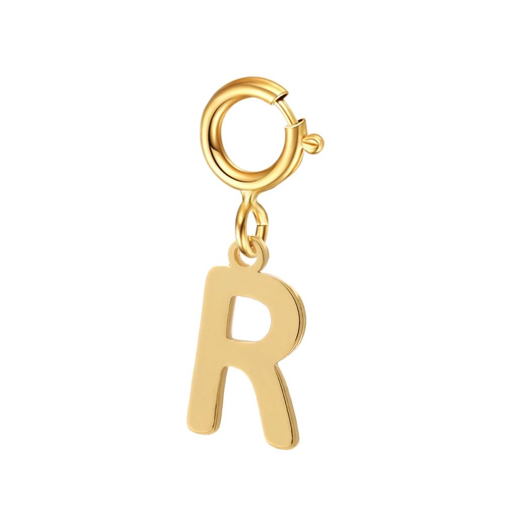 spring buckle Letter Charms Pendant initial charms pendant for Women Necklace earring Zircon keychain DIY accessories Wholesale