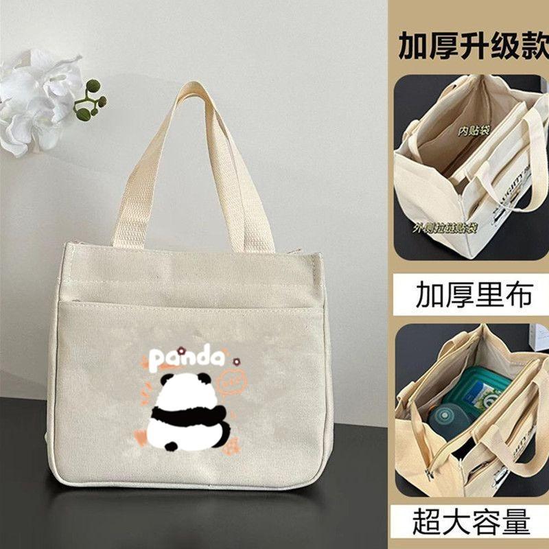 Canvas handbag large capacity simple office worker cartoon versatile lunch box mommy with rice bento bag