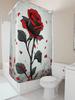 Stylish Red Rose Shower Curtain - Modern Monochrome Floral Design For A Waterproof And Unique Bathroom Dcor Set
