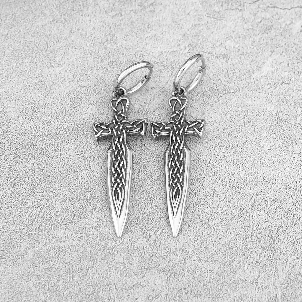 925 Sterling Silver Classic Viking Earrings Nordic Men's Vintage Scandinavian Amulet Jewelry Studs Party Accessories