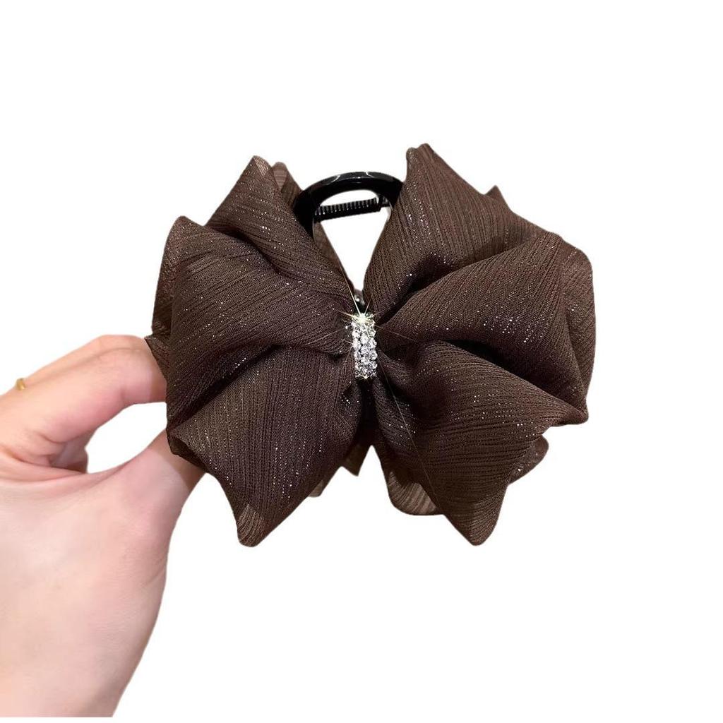 Elegant Retro Satin Bow Hair Clip for Women - Perfect for Low Ponytails and Head Ornaments