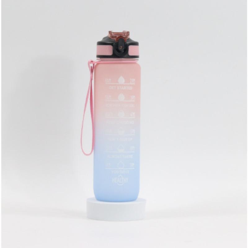 

Plastic Sports Water Cup, Large Capacity 1L Outdoor Gradient Color Straw Space Water Cup 1L синий/розовый