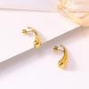Golden Teardrop Titanium Steel Earrings: Elegant, Light Luxury for Women, Versatile Fashion Statement, Simple and Stylish Ear Cuff.