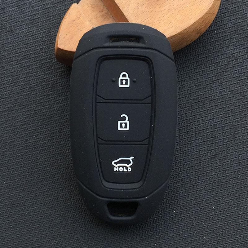 Silicone rubber car key case cover for hyundai kona 2017 i30 ix35 solaris Azera ELANTRA GRANDEUR IG 3button key case cover shell