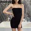 IHUASU Sexy Women Sheath Dress Black Sleeveless Halter Clubwear Bodycon Solid Mini Dress Female Dresses Summer Clothes For Dress