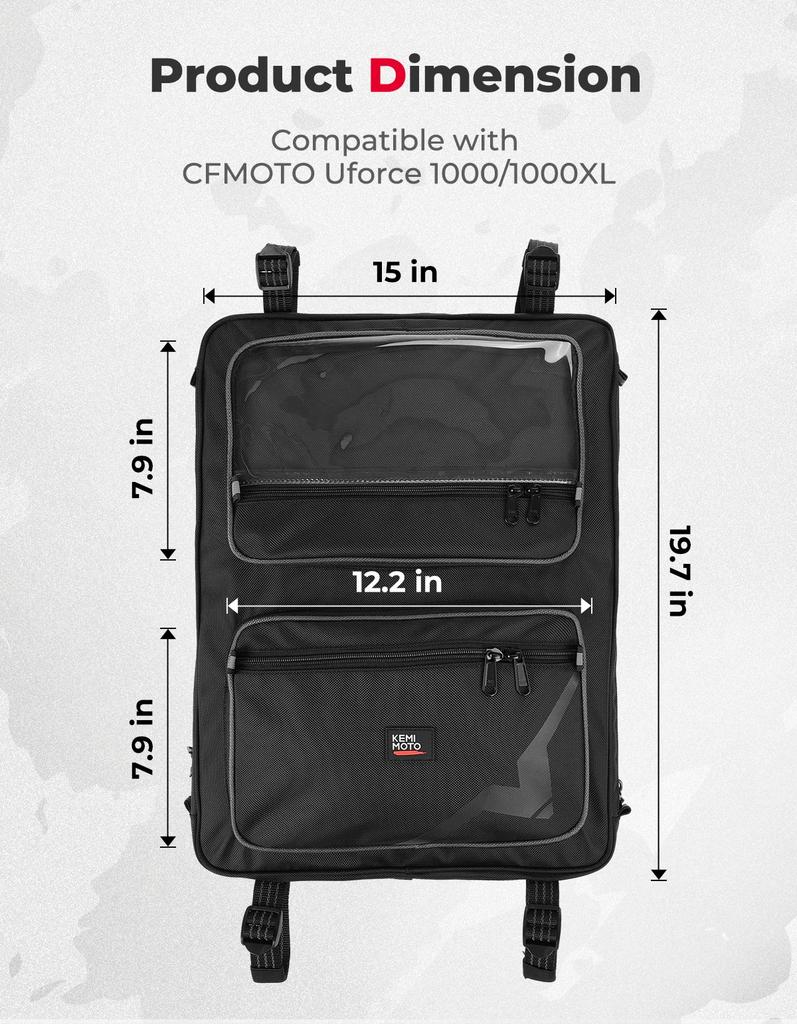 Black Overhead Storage Bag 1680D Oxford & PVC Cloth 5HYV-809200-1000 for CFMOTO UForce 1000 2019-2025 1000 XL 2022-2025