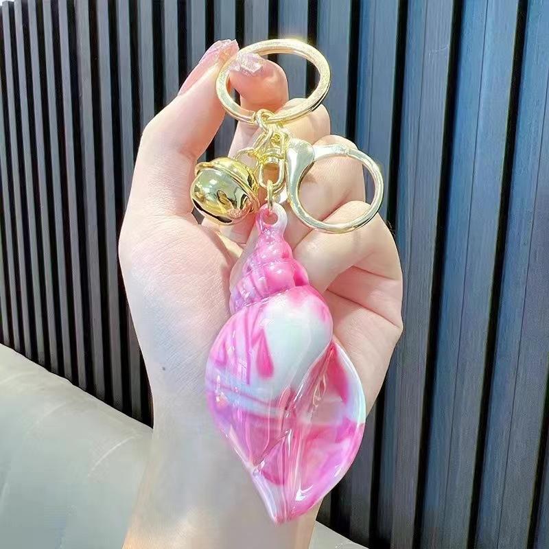 Color-Plated Extra-Large Conch Keychain, Electroplated Colorful Conch Key Chain, Schoolbag Pendant, Acrylic Gift.