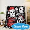Custom Name Horror Holiday Mashup Blanket bed sofa Blanket Flannel Blanket for Camping, Hiking, Picnic Essentials,gift for Fan family