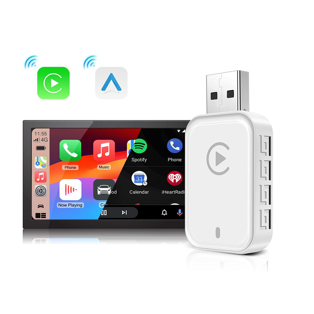 

Mini Box 2in1 Wireless Carplay Android Auto Box Wired to Wireless Dongle Automatic Connect Adapter Bluetooth Plug&Play