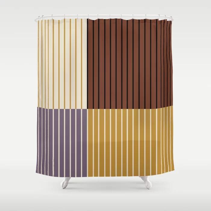 Simple Colorful Line Pattern Bathroom Curtain, Home Decoration, Waterproof Bathtub, Creative Personality Shower Curtain