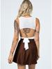 Einfarbiger Rock mit hoher Taille, modischer, einteiliger Schnür-Kurzrock, Chiffon-Satin-umwickelter Minirock