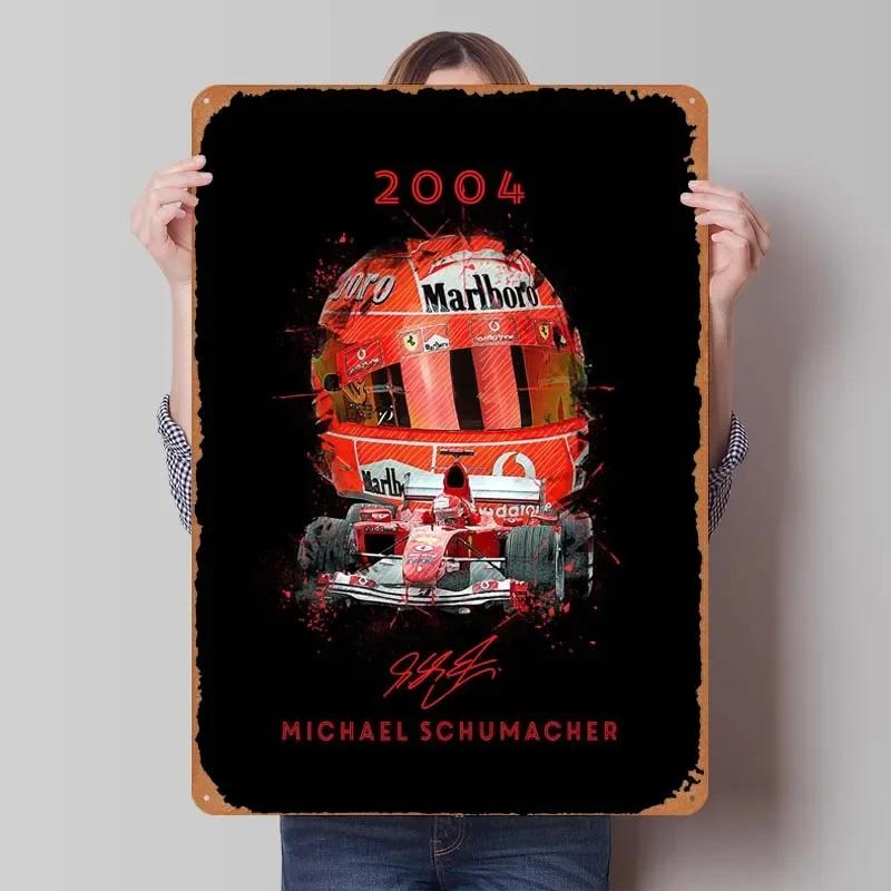 Michael Schumacher Metalowy Znak Plakaty Wyścigowe Dekoracja Dekoracja Ścienna Dekoracja Pokoju Dziennego Mężczyzna Vintage Elementy Dekoracyjne do Domu Mural Artystyczny
