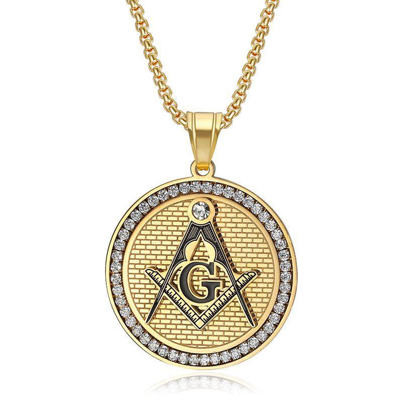 European and American Religious Jewelry Color-preserving Gold-plated Micro-inlaid Zircon Masonic Pendant Necklace 2026 60CM