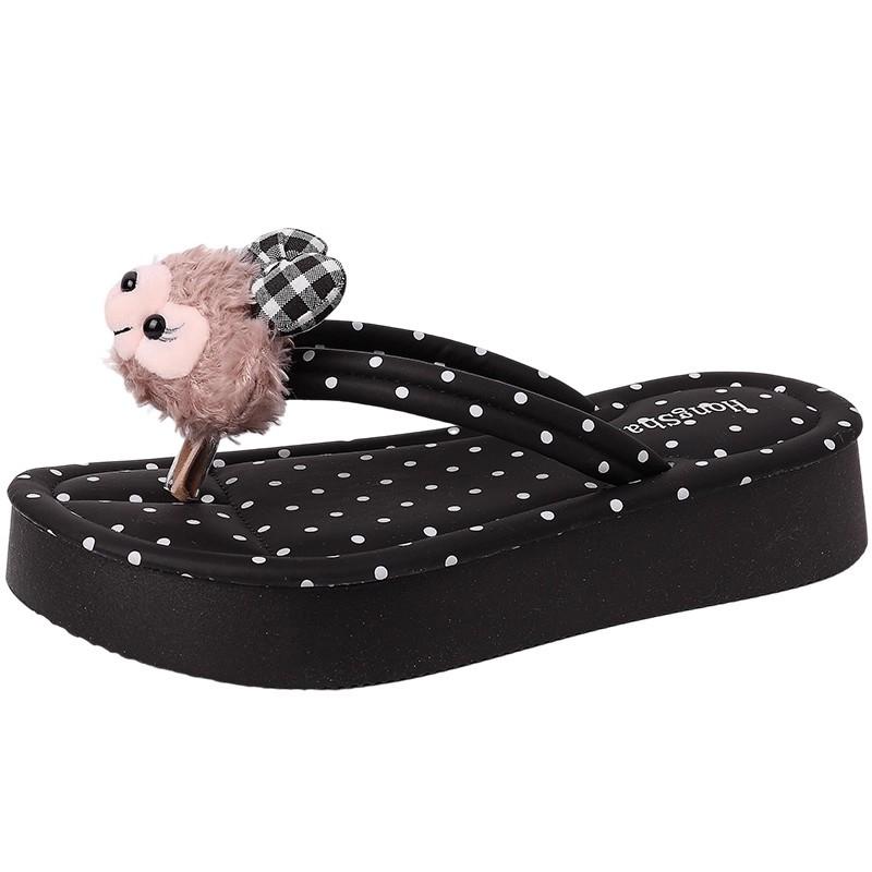 Cute cartoon Shirley Mei flip-flops women's summer new wear fashionable versatile non-slip pinch foot flat bottom sandals tide