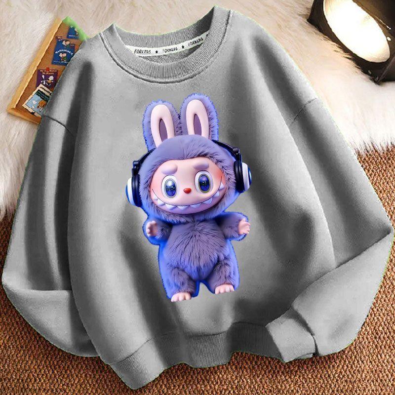 29/5000 Children's LBB Cartoon Hoodie, Long-sleeved Loose Round-neck Hoodie for Boys and Girls Spring and Autumn