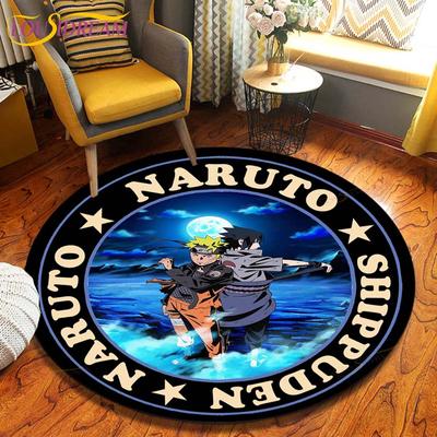 Anime Naruto okrągły dywan mata podłogowa sypialnia flanelowy dywan ze zwierzętami antypoślizgowa mata do zabawy dla dzieci maty do dekoracji pokoju dziecięcego