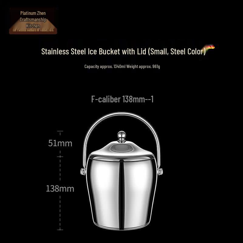 Insulated Stainless Steel Ice Bucket with Handle