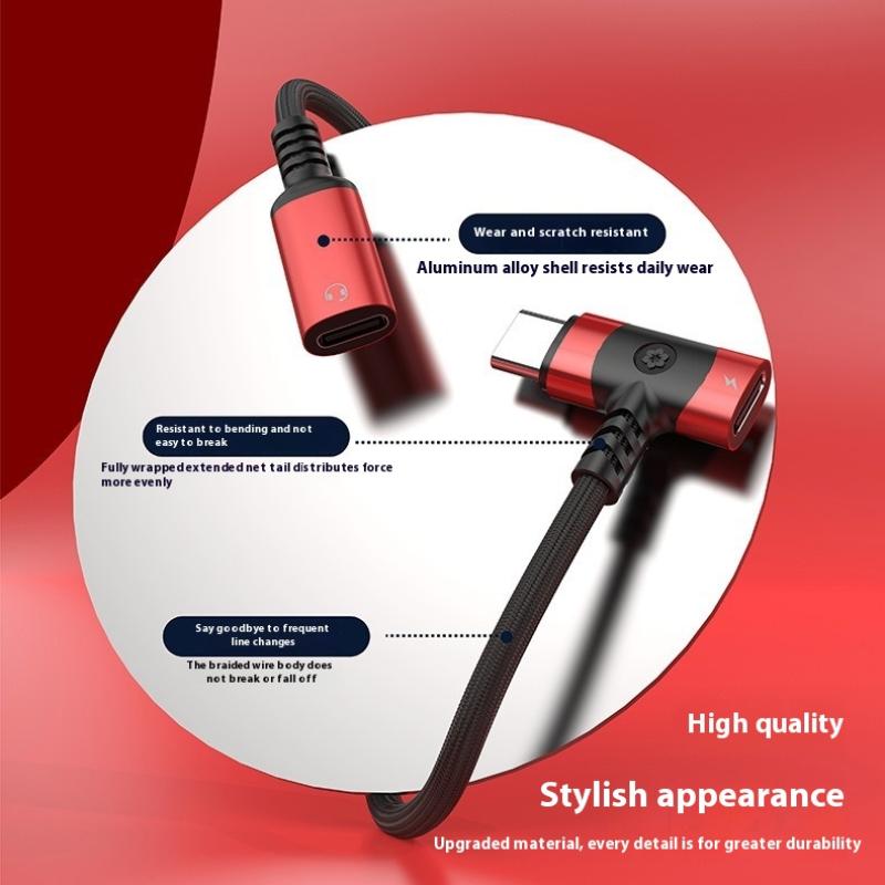 1Pcs Weave 12Cm Pd Cable Jack Universal Portable 2 In 1 Usb C Headphone Adapter 10W Dongle Type C Charging Cable