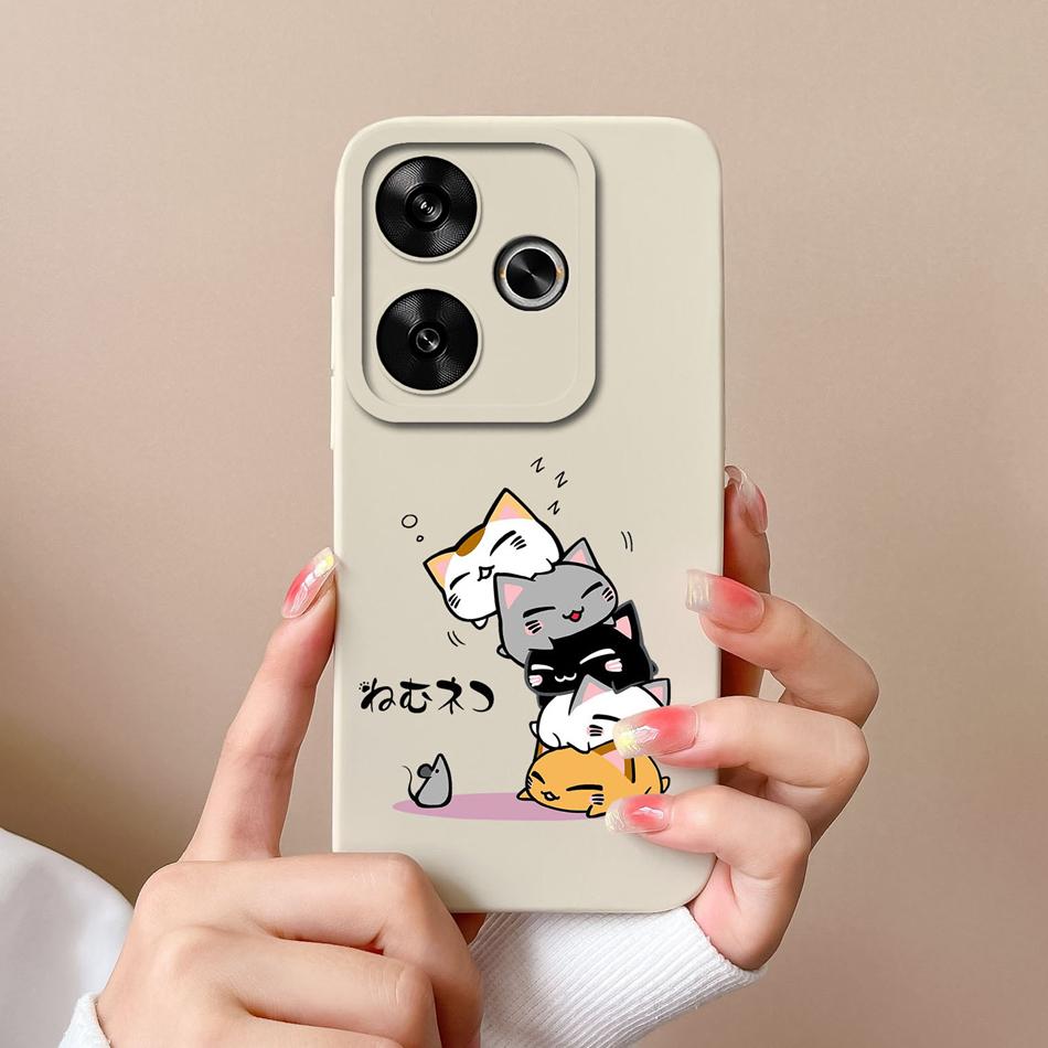 

Covers For Redmi 13 4G Phone Case Cute Cartoon Camera Protection Carcasa For Xiaomi Redmi13 Anti Choc Liquid Silicone Back Cover Redmi 13