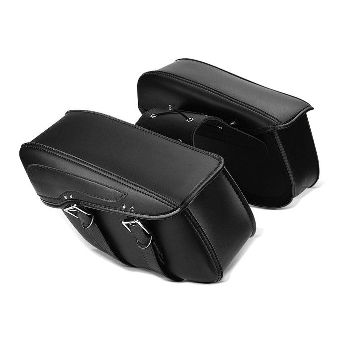 Set sacoches cavalières - VH5 - Cuir synthétique noir - Écarteurs universels - 48x28x15 cm