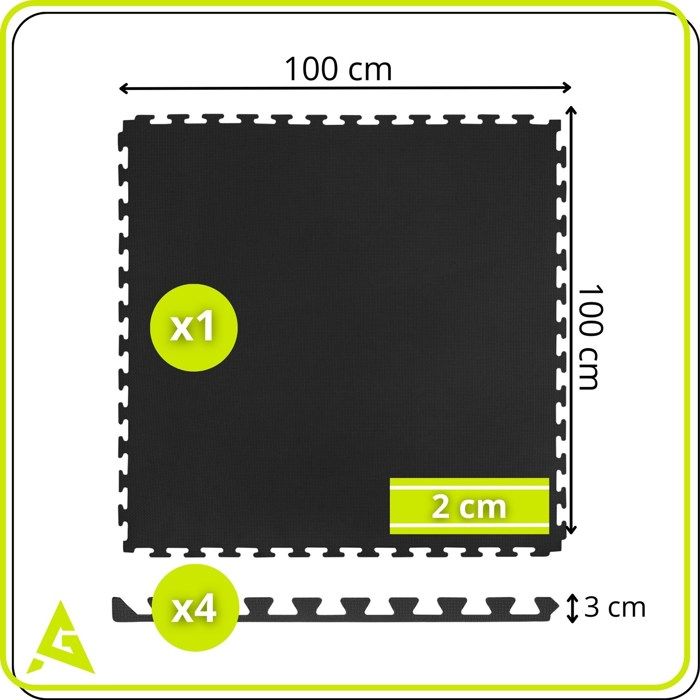 ACTIGET Tapis de protection pour exercices de Pilates, entraînement, 100x100 cm, tapis puzzle, en mousse EVA, 2 cm, gris graphite