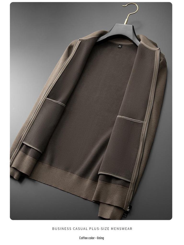 2025 Men's Plus Size Velvet Knit Cardigan, Autumn/Winter New Arrival