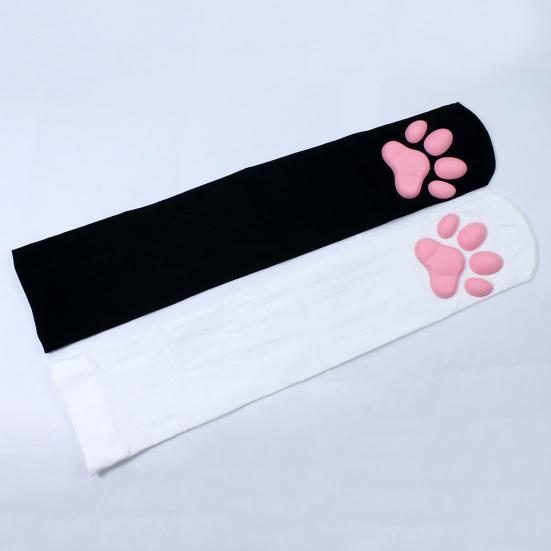 Cat Paw Thigh High Socks for Women 3D Toe Beans Cat Claw Pad Socks Elastic Knee-High Stockings with Silicone Grips Animal Cosplay Outfit